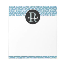 Bloc De Notas Patrón dibujado a mano en Verde azulado, monograma