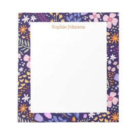 Bloc De Notas Patrón Floral Acuarela Bonito Personalizado