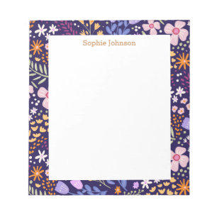 Bloc De Notas Patrón Floral Acuarela Bonito Personalizado