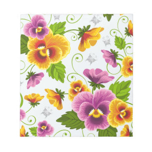Bloc De Notas Patrón floral amarillo y rosa