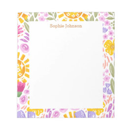 Bloc De Notas Patrón floral de acuarela bonito personalizado