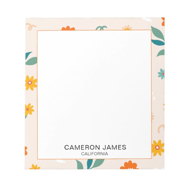 Bloc De Notas Patrón floral de acuarela cuta moderna (Frente)