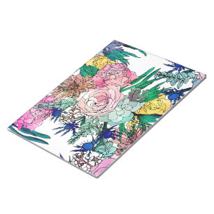 Bloc De Notas Patrón floral de color de agua elegante