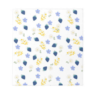Bloc De Notas Patrón floral de flores silvestres y zarzamoras