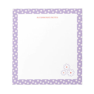Bloc De Notas Patrón floral Dulce Blanco Personalizado