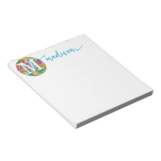 Bloc De Notas Patrón floral moderno Colores brillantes