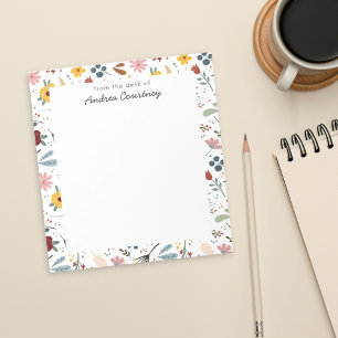 Bloc De Notas Patrón floral moderno lindo del escritorio de