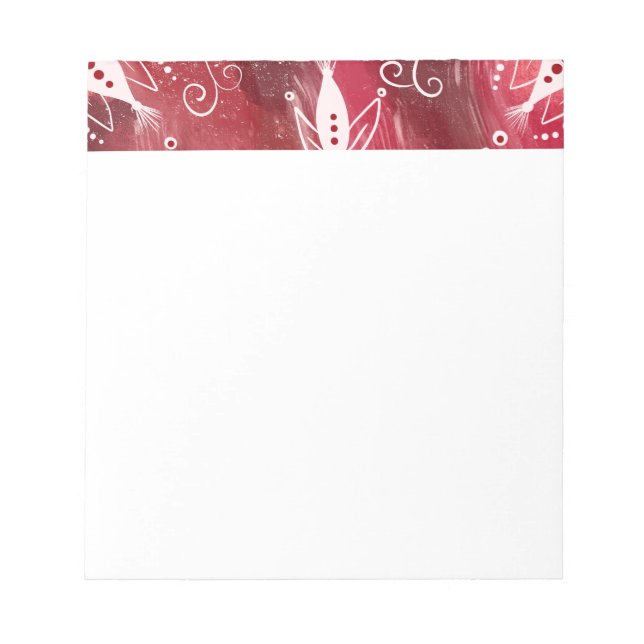 Bloc De Notas Patrón floral rojo (Frente)