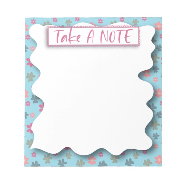 Bloc De Notas Patrón Floral Tomar Nota Notepad (Frente)