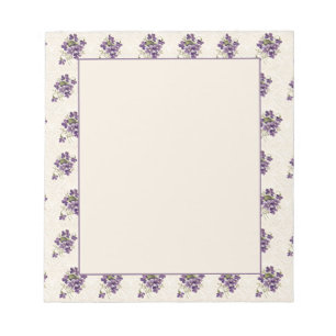 Bloc De Notas Patrón floral violeta Art Nouveau