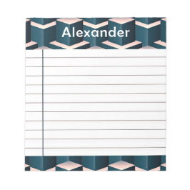 Bloc De Notas Patrón geométrico moderno de Blue Square Personali