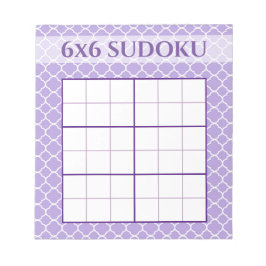 Bloc De Notas Patrón geométrico púrpura 6x6 Sudoku Grid Template