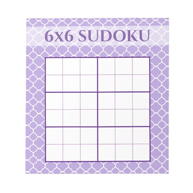 Bloc De Notas Patrón geométrico púrpura 6x6 Sudoku Grid Template (Frente)