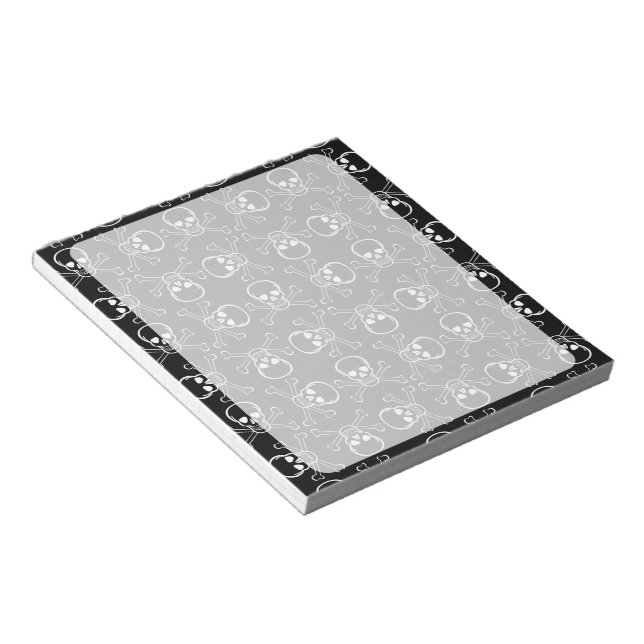 Bloc De Notas Patrón gráfico de cráneo blanco y cruzadores (Lado Derecho)