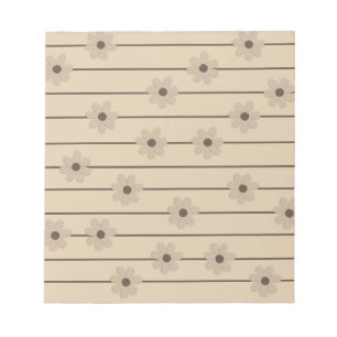 Bloc De Notas Patrón horizontal Strip Brown Khaki Flower Y2K