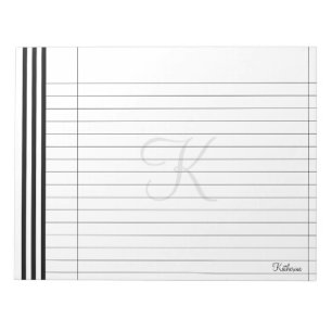 Bloc De Notas Patrón inicial y nombre franjas simples en blanco