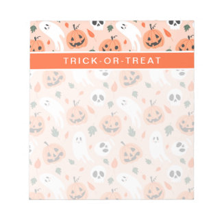 Bloc De Notas Patrón Jack-O-Lantern y fantasma