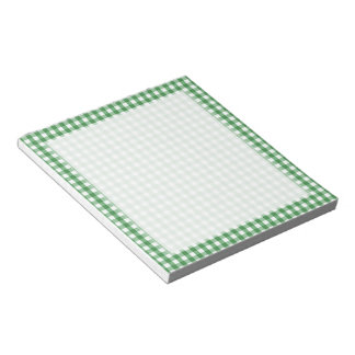 Bloc De Notas Patrón marcado de Gingham blanco verde