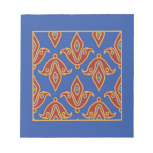 Bloc De Notas Patrón Notepad, Rojo, Azul, Fleur de Oro de Lys