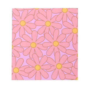Bloc De Notas Patrón Preppy Púrpura Flor Simple Flor
