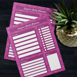 Bloc De Notas Patrón Purpurina rosa Planificador diario personal