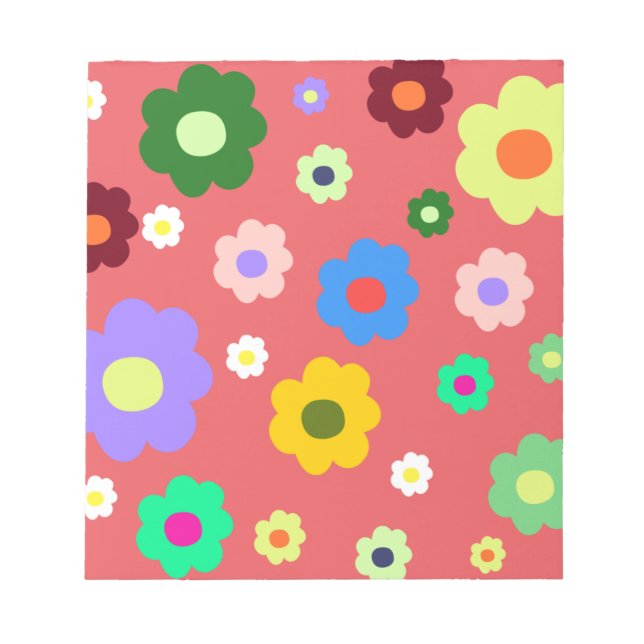Bloc De Notas Patrón Retro de Flores de Primavera Y2K (Frente)