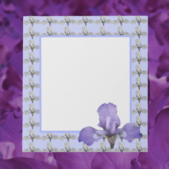 Bloc De Notas Patrón romántico morado y iris blanco (Subido por el creador)