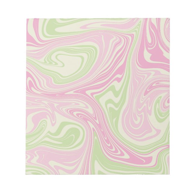 Bloc De Notas Patrón rosa Verde De Swirl Líquido (Frente)