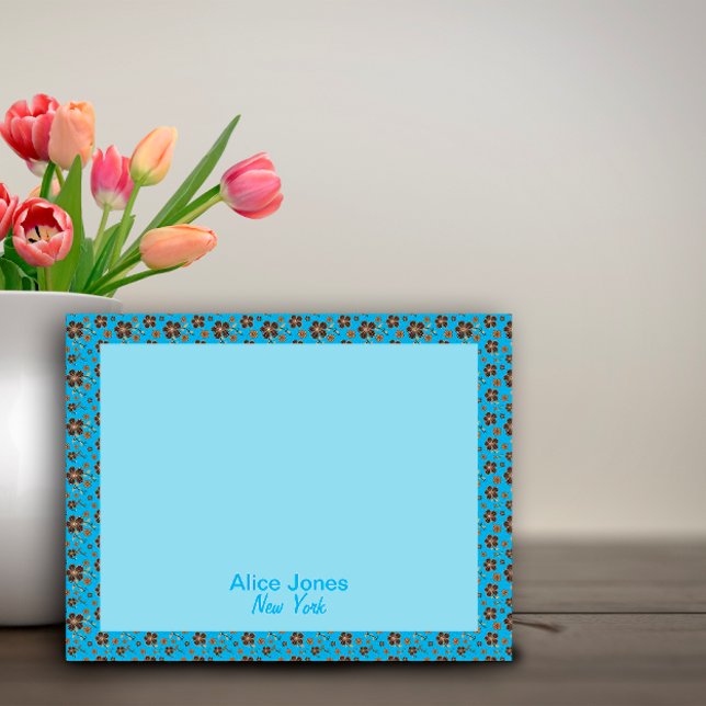 Bloc De Notas patrón turquesa flor natural marrón (Subido por el creador)