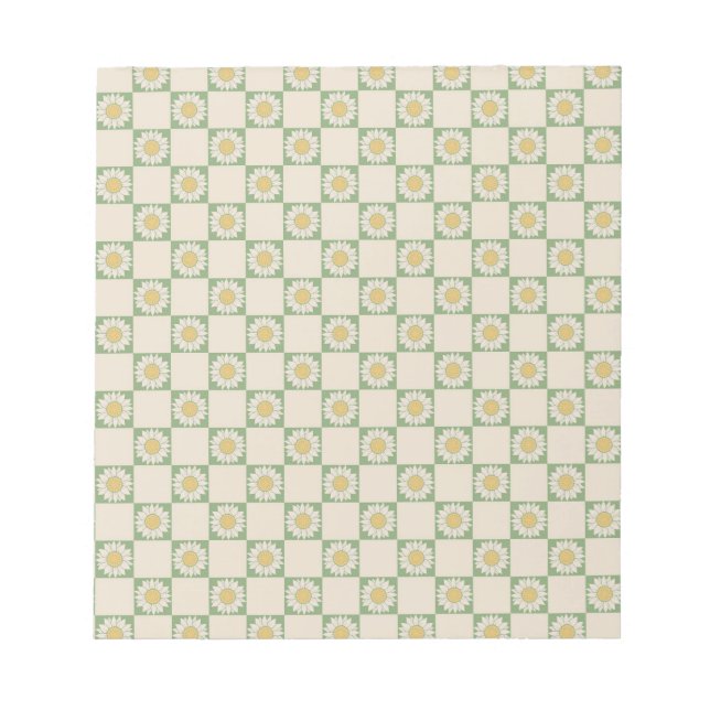 Bloc De Notas Patrón Y2K de girasol verde bajo control estético (Frente)