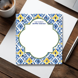Bloc De Notas Patrón Zellij marroquí azul y amarillo