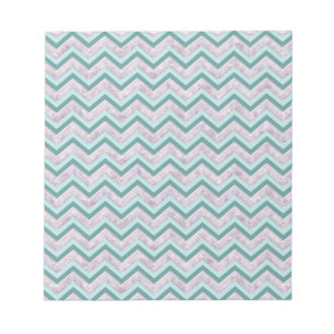 Bloc De Notas Patrón ZigZag Verde azulado de Pearl Floral