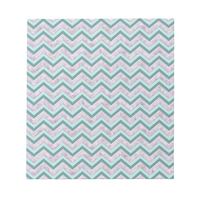 Bloc De Notas Patrón ZigZag Verde azulado de Pearl Floral (Frente)