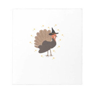Bloc De Notas Pavo brujo con sombrero e ilustración de estrellas