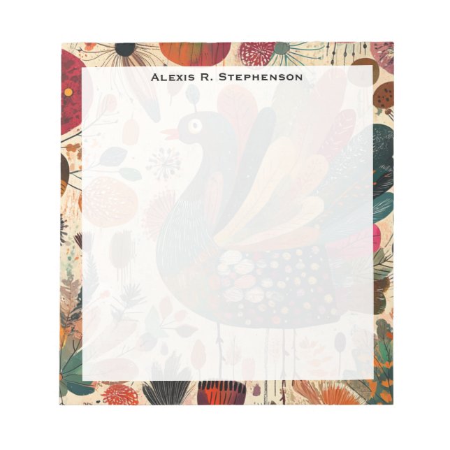 Bloc De Notas Pavo retro boho de patchwork de otoño (Frente)