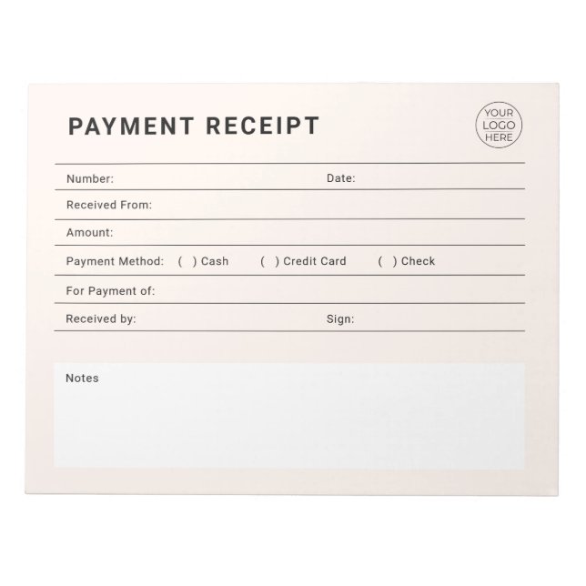 Bloc De Notas Payment Receipt Business Logo (Frente)