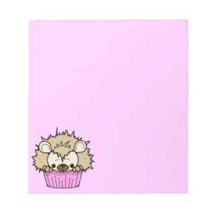BLOC DE NOTAS PCH DIBUJO ANIME ROSA PASTEL ERIZO CUPCAKE FELIZ