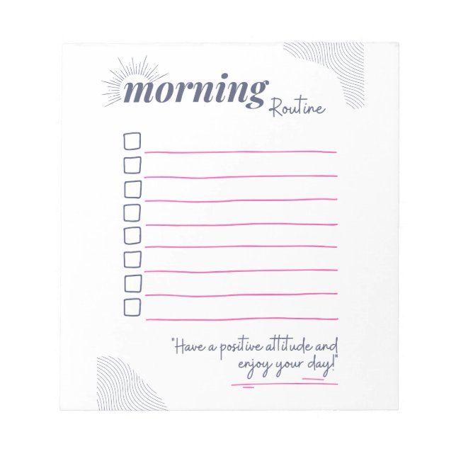 Bloc De Notas Peaceful Morning Routine Checklist Art (Frente)