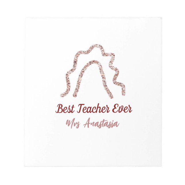 Bloc De Notas Peach marron glitter rainbow teacher appreciation  (Frente)