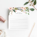 Bloc De Notas Peach Meadow | Liquidado personalizado<br><div class="desc">El bloc de notas floral de moda cuenta con un borde superior de melocotón y flores rosas,  brotes y botánicos verdes. Personaliza con dos líneas de texto personalizado en letras modernas; se muestra con el saludo francés "bonjour" y tu nombre. Pautadas.</div>
