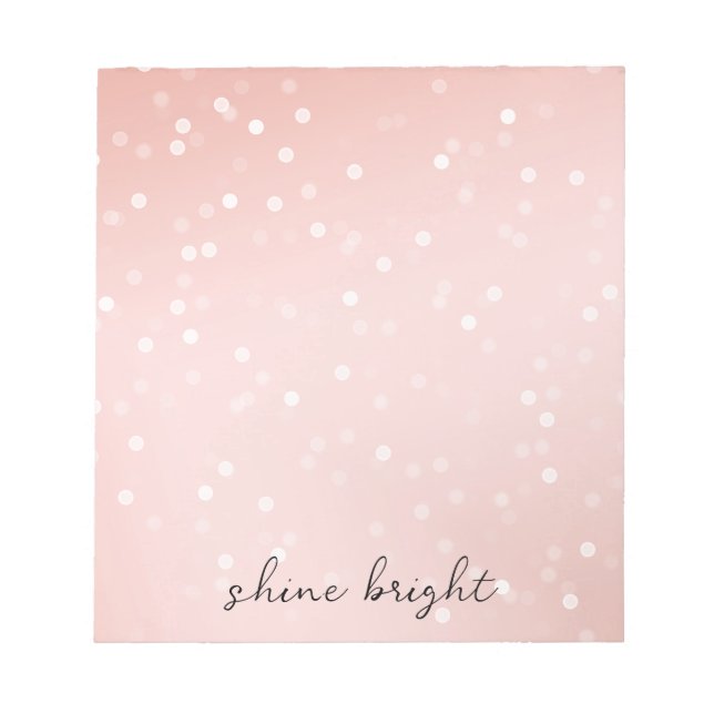Bloc De Notas Peach Rubor White Bokeh Confetti (Frente)