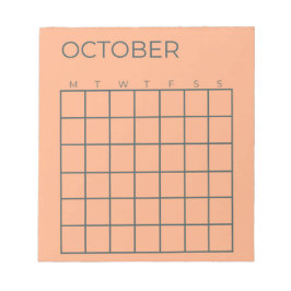 Bloc De Notas Peach Undated October Calendar for Planner