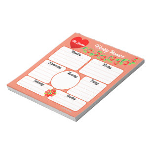 Bloc De Notas Peach Weekly Planner Flores Arreglo Notepad