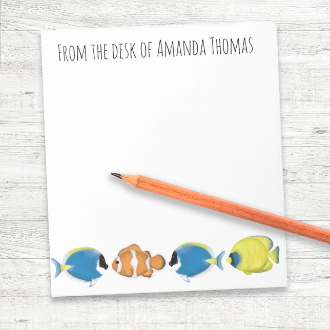 Bloc De Notas Peces tropicales cortos personalizados (Tropical Fish Personalized Notebook.)