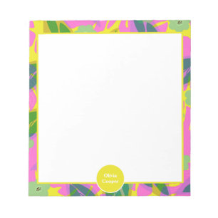 Bloc De Notas Pegatina de cumpleaños número 50 tropical amarillo