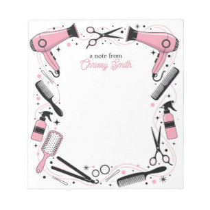 Bloc De Notas Peluquera Estrellas y Destellos Rosados Personaliz