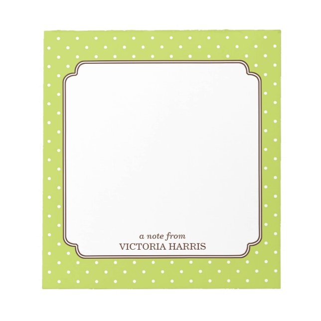 Bloc De Notas Pentacina polka verde personalizada carnero lindo (Frente)