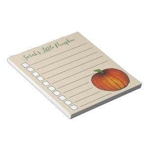 Bloc De Notas Pequeña calabaza Baby Shower Favor Naranja Octubre