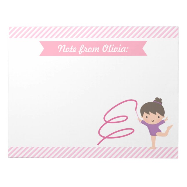 Bloc De Notas Pequeña Chica de gimnasta y gimnasia de cinta (Frente)