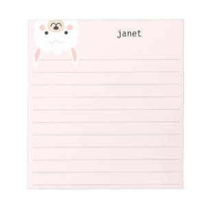 Bloc De Notas Pequeña Llama, Rosa Personalizada En Lino